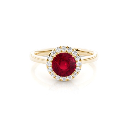 Prong Setting Ruby Halo Engagement Ring