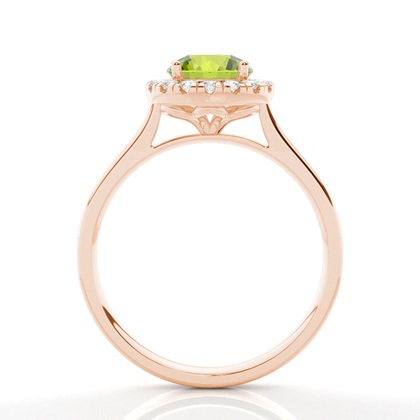 Peridot Halo Verlobungsring In Krappenfassung