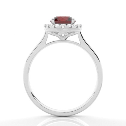 Granat-Halo-Verlobungsring In Krappenfassung