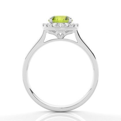 Peridot Halo Verlobungsring In Krappenfassung