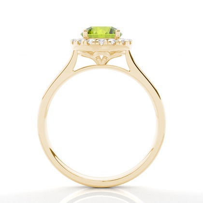 Peridot Halo Verlobungsring In Krappenfassung