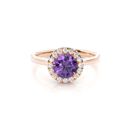 Prong Setting Amethyst Halo Engagement Ring