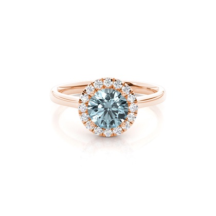 Prong Setting Aquamarine Halo Engagement Ring