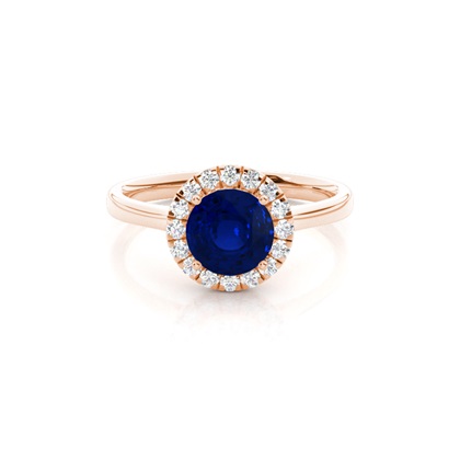 Prong Setting Blue Saphire Halo Engagement Ring