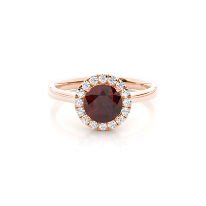 Prong Setting Garnet Halo Engagement Ring