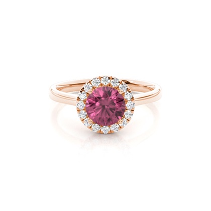 Prong Setting Pink Tourmaline Halo Engagement Ring