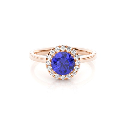 Prong Setting Tanzanite Halo Engagement Ring