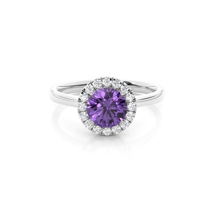 Prong Setting Amethyst Halo Engagement Ring