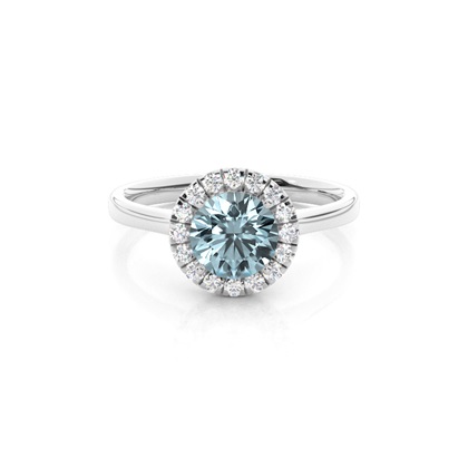 Prong Setting Aquamarine Halo Engagement Ring