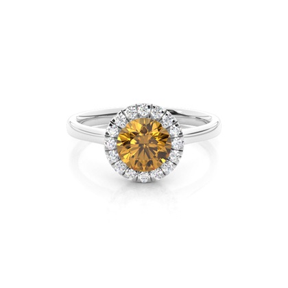 Prong Setting Citrine Halo Engagement Ring