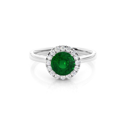 Prong Setting Emerald Halo Engagement Ring