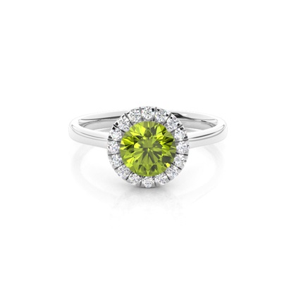 Prong Setting Peridot Halo Engagement Ring
