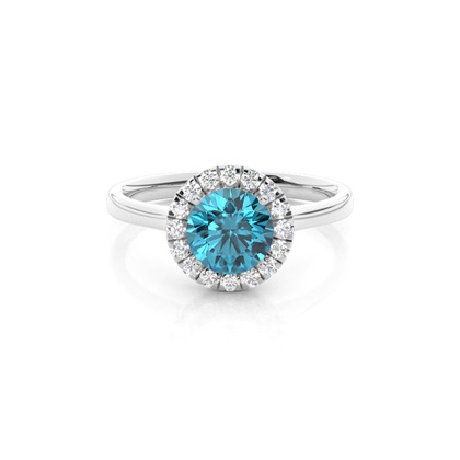 Prong Setting Topaz Halo Engagement Ring