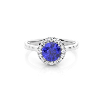 Prong Setting Tanzanite Halo Engagement Ring