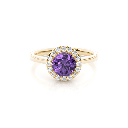 Prong Setting Amethyst Halo Engagement Ring
