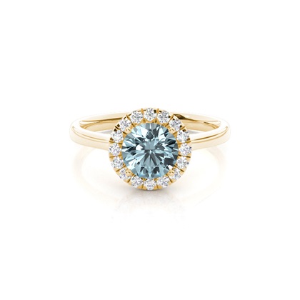 Prong Setting Aquamarine Halo Engagement Ring
