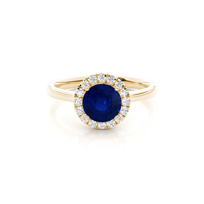 Prong Setting Blue Saphire Halo Engagement Ring