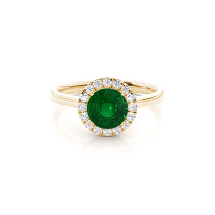 Prong Setting Emerald Halo Engagement Ring