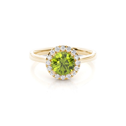 Prong Setting Peridot Halo Engagement Ring