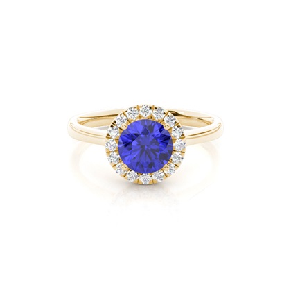 Prong Setting Tanzanite Halo Engagement Ring