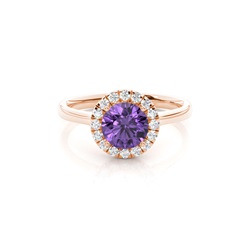 Prong Setting Amethyst Halo Engagement Ring