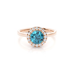 Prong Setting Topaz Halo Engagement Ring
