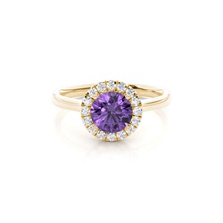 Prong Setting Amethyst Halo Engagement Ring