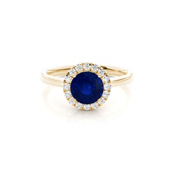 Prong Setting Blue Saphire Halo Engagement Ring