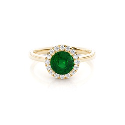 Prong Setting Emerald Halo Engagement Ring