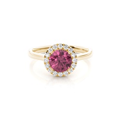 Prong Setting Pink Tourmaline Halo Engagement Ring