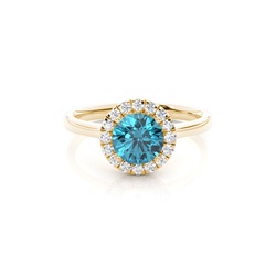 Prong Setting Topaz Halo Engagement Ring