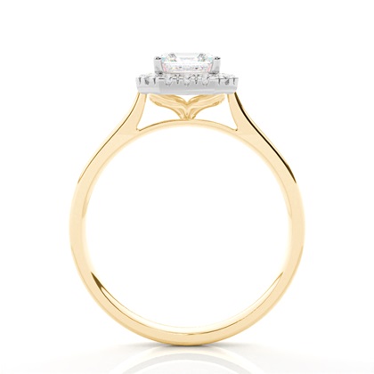 Zinkeneinstellung Seitenstein Halo Verlobungsring