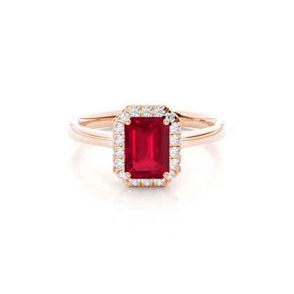 Prong Setting Ruby Halo Engagement Ring