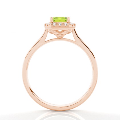 Peridot Halo Verlobungsring In Krappenfassung
