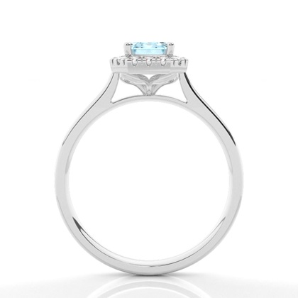 Aquamarin-Halo-Verlobungsring In Krappenfassung