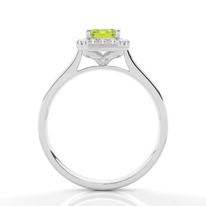 Peridot Halo Verlobungsring In Krappenfassung