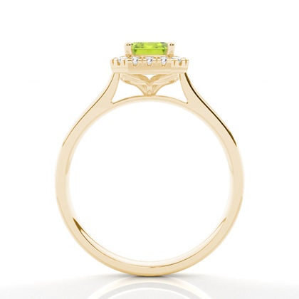 Peridot Halo Verlobungsring In Krappenfassung