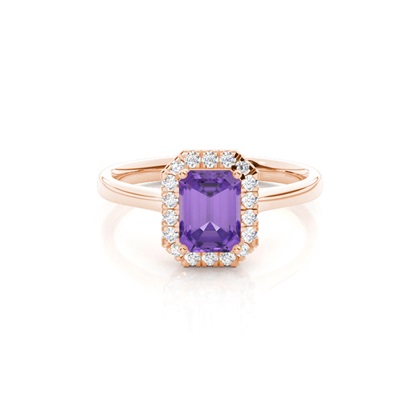 Prong Setting Amethyst Halo Engagement Ring