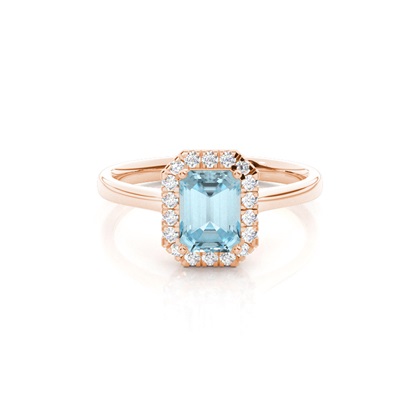 Prong Setting Aquamarine Halo Engagement Ring