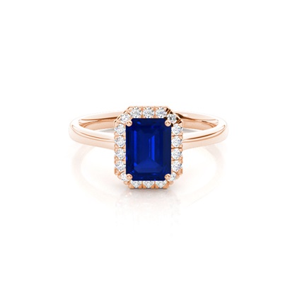 Prong Setting Blue Saphire Halo Engagement Ring