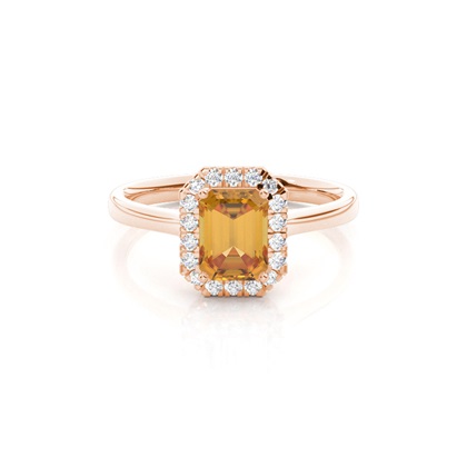 Prong Setting Citrine Halo Engagement Ring