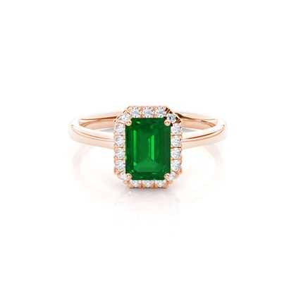 Prong Setting Emerald Halo Engagement Ring
