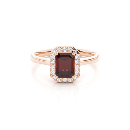Prong Setting Garnet Halo Engagement Ring