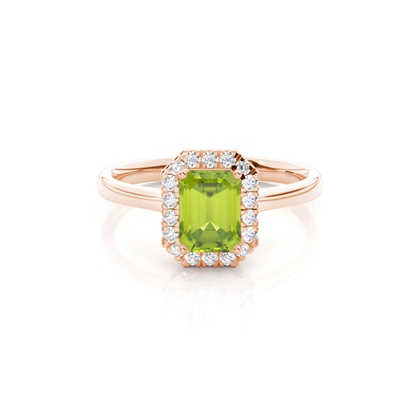 Prong Setting Peridot Halo Engagement Ring