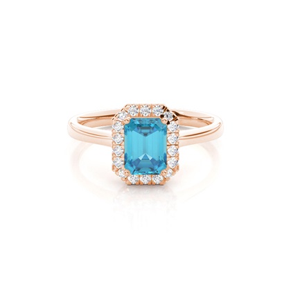 Prong Setting Topaz Halo Engagement Ring