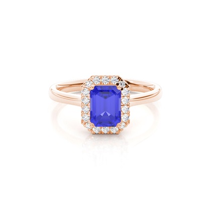 Prong Setting Tanzanite Halo Engagement Ring
