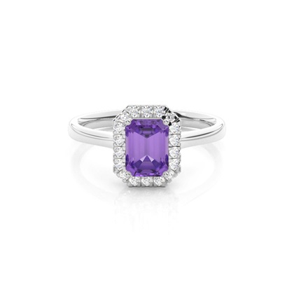 Prong Setting Amethyst Halo Engagement Ring