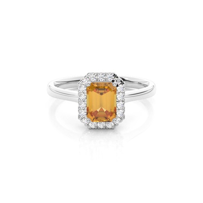 Prong Setting Citrine Halo Engagement Ring