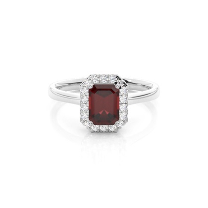 Prong Setting Garnet Halo Engagement Ring