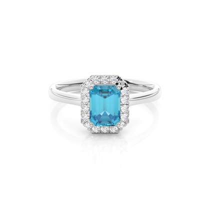 Prong Setting Topaz Halo Engagement Ring